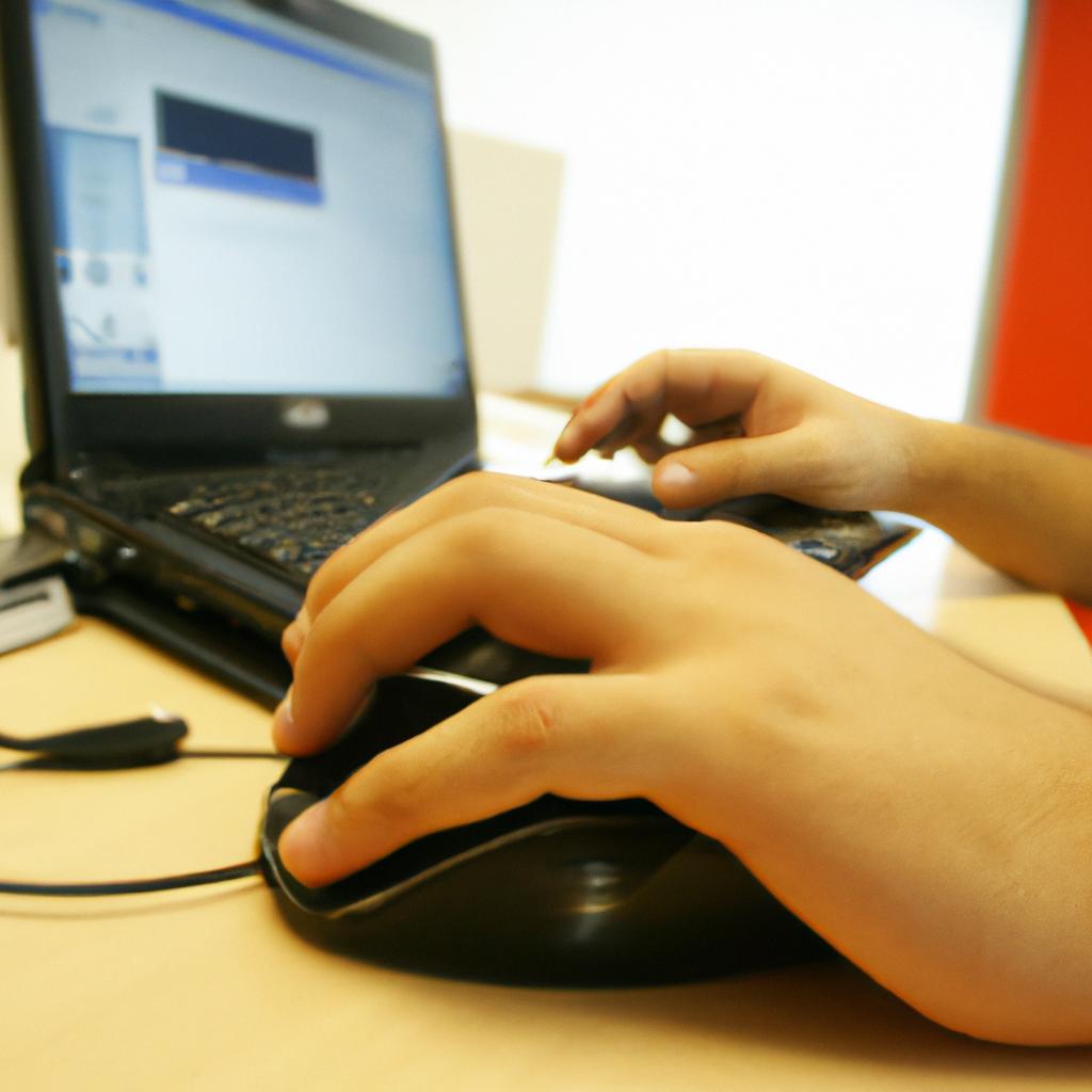 Person using computer for testing